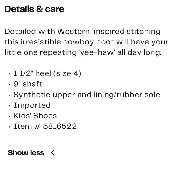 Tucker + Tate Sparkling Pink Kids Cowboy Boots - Picture 8 of 8